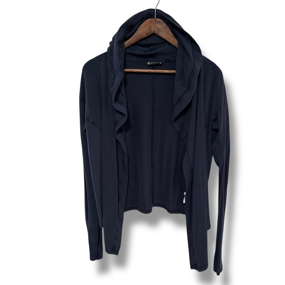 Athleta Women's Open Front Cardigan Hooded Sweater Blue Size XS 19 x 21